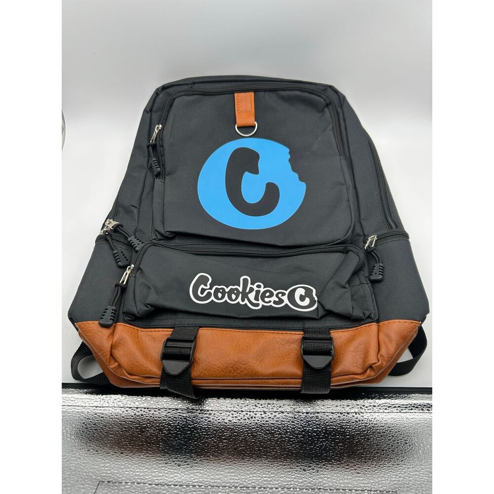 Cookies Backpack Black Brown Multi Pocket Laptop Travel Bag Streetwear